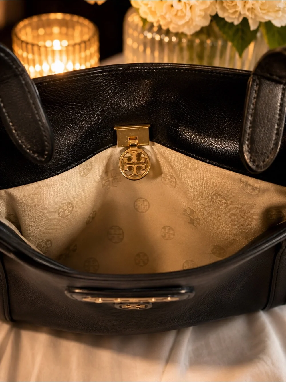 SOLD!! Tory Burch Daria Top Handle Satchel Black Leather Bag